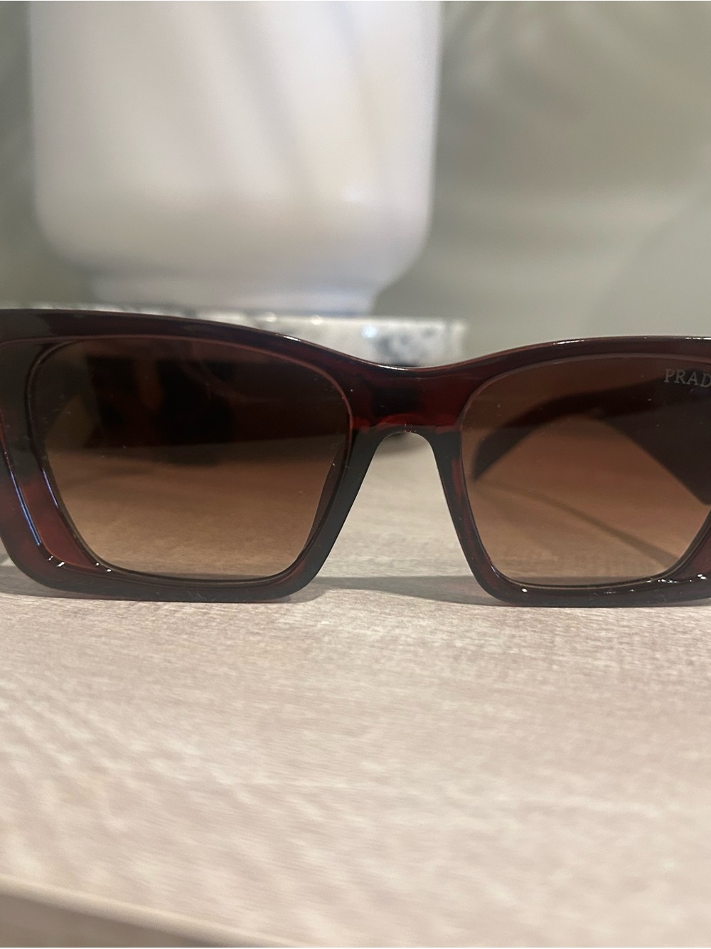 Prada Women's Rectangular Sunglasses in Dark Brown Gradient